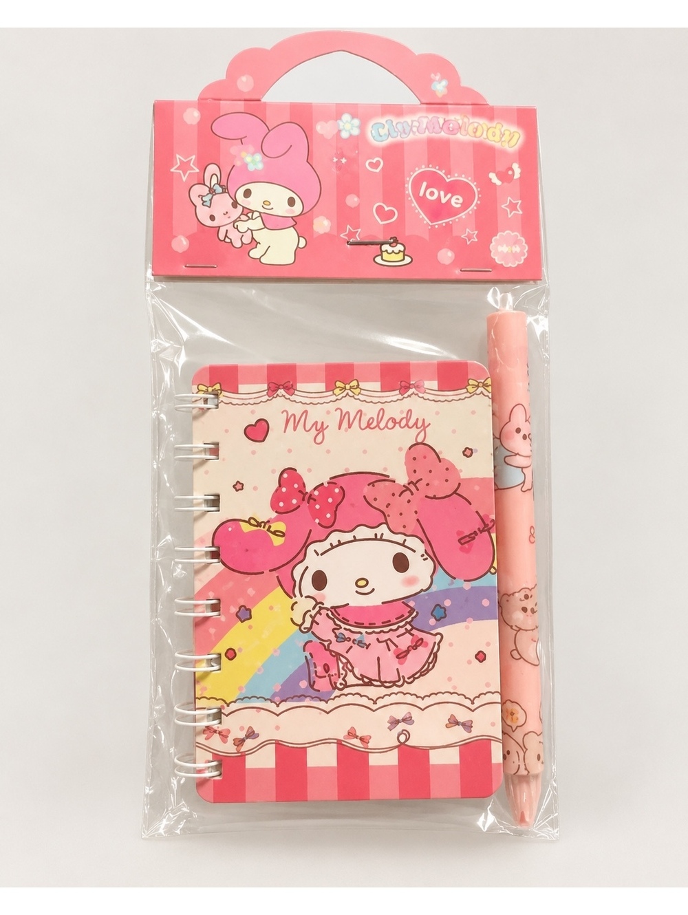 My Melody Mini Spiral Notebook Pen Set Pink Kawaii